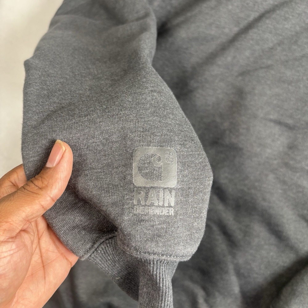 Carhartt Original Fit Grey Rain Defender LS Fleece Hoodie Men's Large Tall - Picture 7 of 10